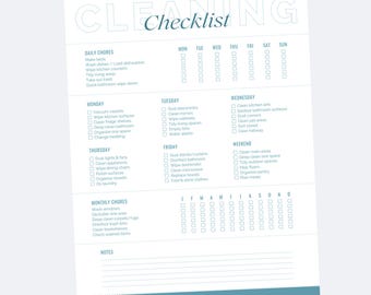 Editable Cleaning Checklist Planner Printable ADHD Cleaning Daily Weekly Monthly Household Chore Chart