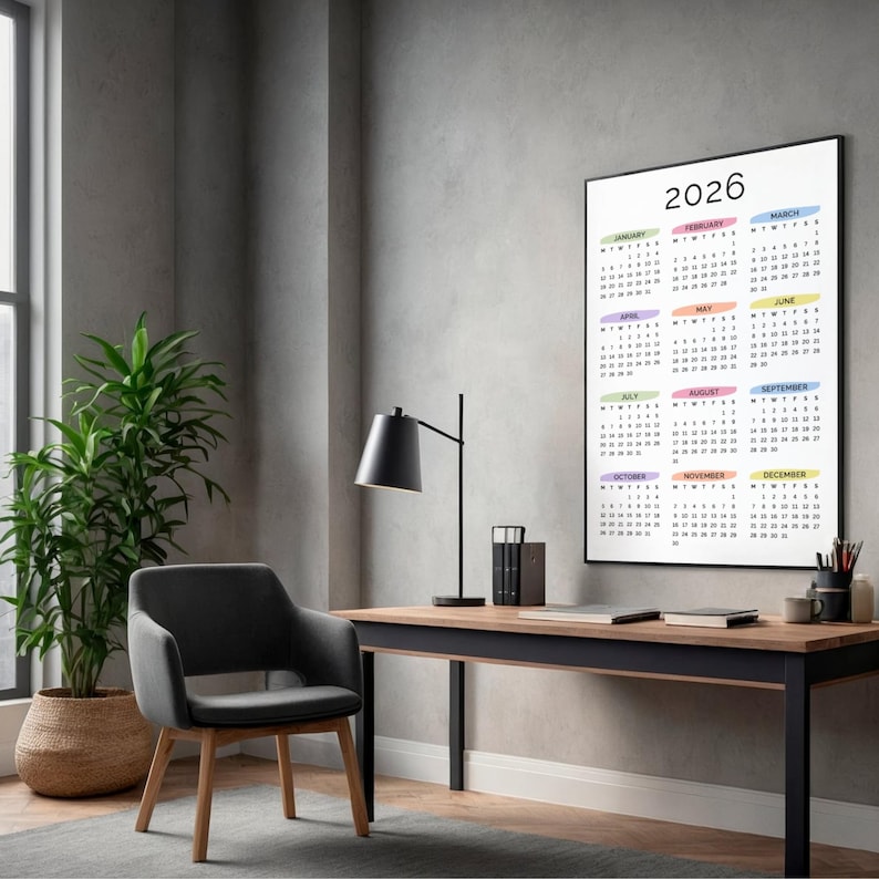 2026 Yearly Calendar Printable One Page | Full Year at a Glance ...