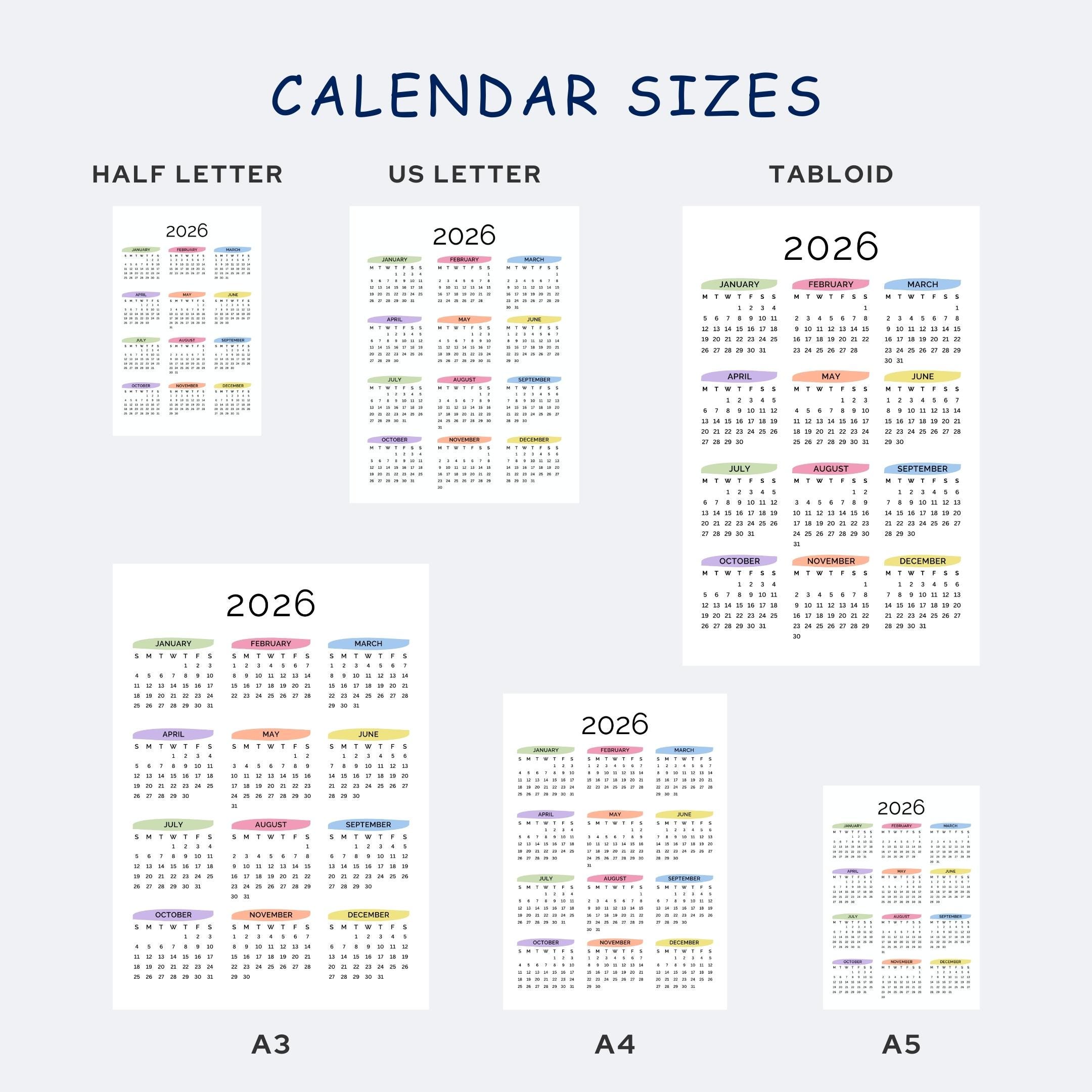 2026 Yearly Calendar Printable One Page | Full Year at a Glance ...
