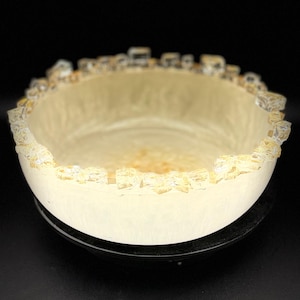 Opal Pearl Resin Bowl with Glass Rim - Decorative Bowl for Wedding