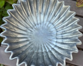 Silver Fluted Resin Bowl - Decorative Fruit Bowl