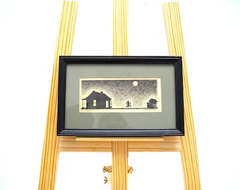 Minimalist Night Landscape Print - Moonlit Silhouette Scene