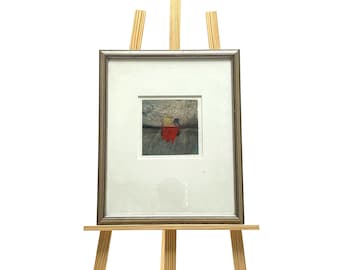 Abstract Minimalist Painting - Red Accent - Modern Wall Art