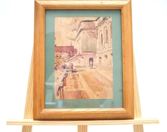 Vintage European Street Watercolor - Soft Architectural City Scene Wall Art