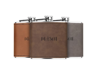 Personalized Laser Engraved 6oz Flask | Custom Hip Flask for Groomsmen, BestMan, Father’s Day