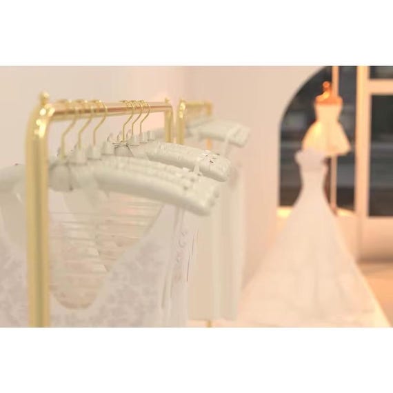 Luxury Fabric Padded Anti-Slip Bride, Bridesmaids Wedding Dress Hanger with Buttons -Single Hanger