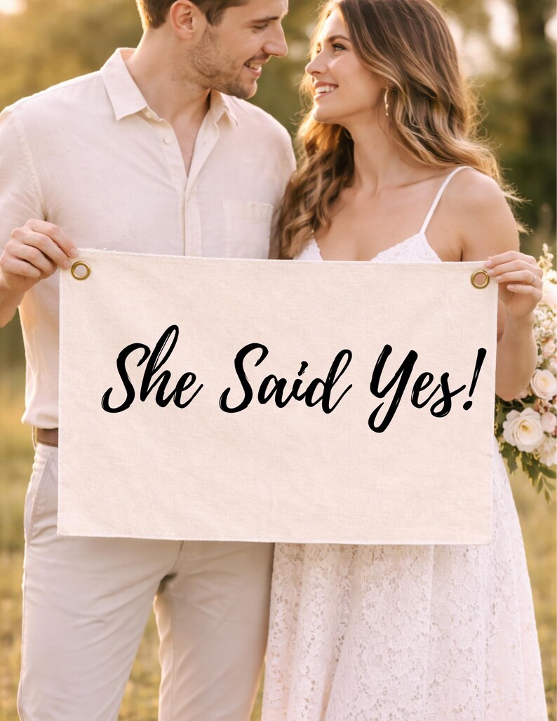 Yes Include Us She Said Yes Banner Sign | Engagement Announcement Photo Prop | Wedding ...