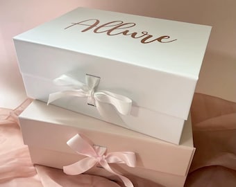 Scatola regalo vuota personalizzata per damigella d'onore con nastro/Scatola regalo magnetica per matrimonio personalizzata/Scatola regalo per damigella d'onore, vuoi essere la mia damigella d'onore?