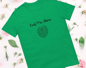 Leaf Me Alone T-shirt uniseks | Introvert cadeau | Kleding voor plantenliefhebbers | Botanisch T-shirt met print
