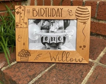 Milestone birthday picture frame, Personalized wooden frame, Happy Birthday gift