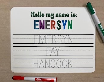 Personallized name tracing board, dry erase with child’s name, Name tracing board, Preschool and Kindergarten