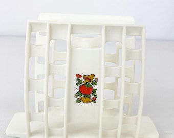Vintage 70s Spice of Life Napkin Holder Mushroom Tomato Vibe Plastic