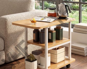 White Wood Tall Narrow Side Table With Storage, Modern Metal Nightstand Bedroom Living Room
