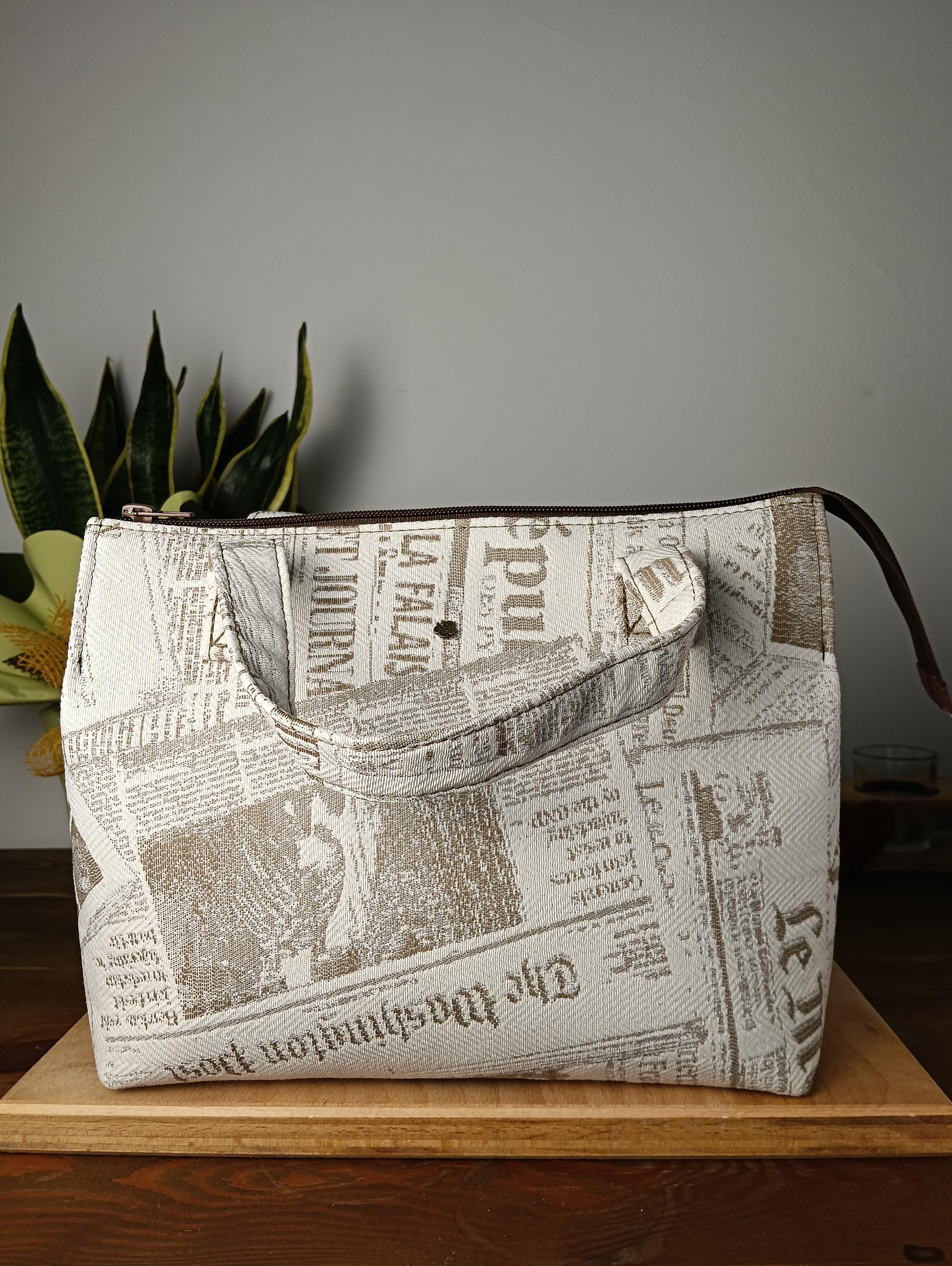 アルティーリ千葉xKOSUKE KAWAMURA NEWSPAPER BAG Newspaper Print Handbag, Newsprint Top Handle Purse, Writer Gift