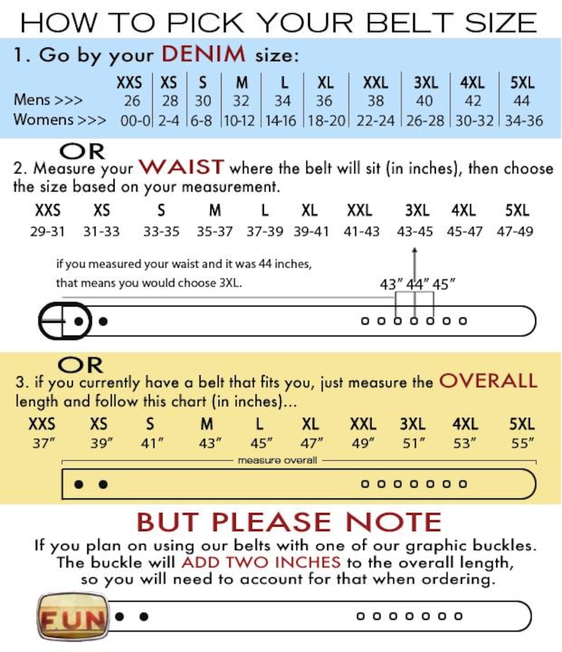a diagram of how to pick your belt size