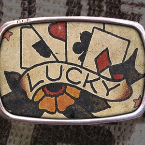 Lucky Tattoo Belt Buckle, Vintage Inspired 522, Gift for Him, Gift for Her, Husband  Gift, Wife  Gift Groomsmen Wedding Y2K