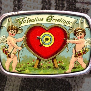Valentine&#39;s Day Belt Buckle, Cupid Heart Love Arrow Vintage Cherub Greeting Card, Valentine Gift for Him or Her Husband Wife Gift Y2K