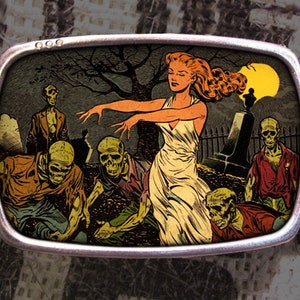 Vintage Schlafwandeln Zombie Mond Gürtelschnalle Living Dead Friedhof Baum Comic Geschenk für Ihn Geschenk für Sie Mann Geschenk Frau Geschenk Halloween 901