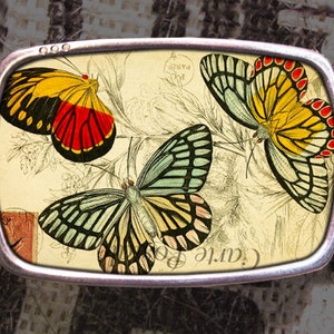 Vintage Butterfly Postcard Belt Buckle, Insect Belt Buckle 900, Lepidopterist Gift for Her, Husband Gift, Wife Gift Groomsmen Wedding Y2K