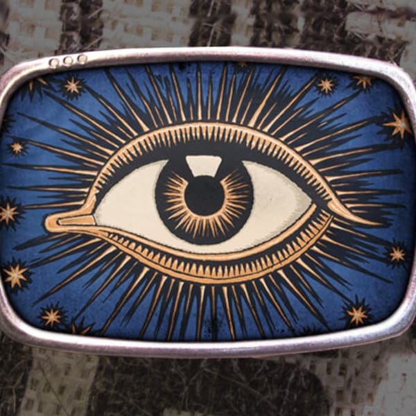 Celestial Eye Belt Buckle - Vintage ispirato Evil Eye 800 regalo per lui o suo marito moglie regalo Groomsmen matrimonio Y2K