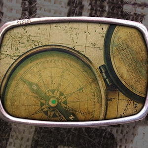 Vintage Compass Belt Buckle, Nautical Buckle, Steampunk Style 567 Y2K image 1