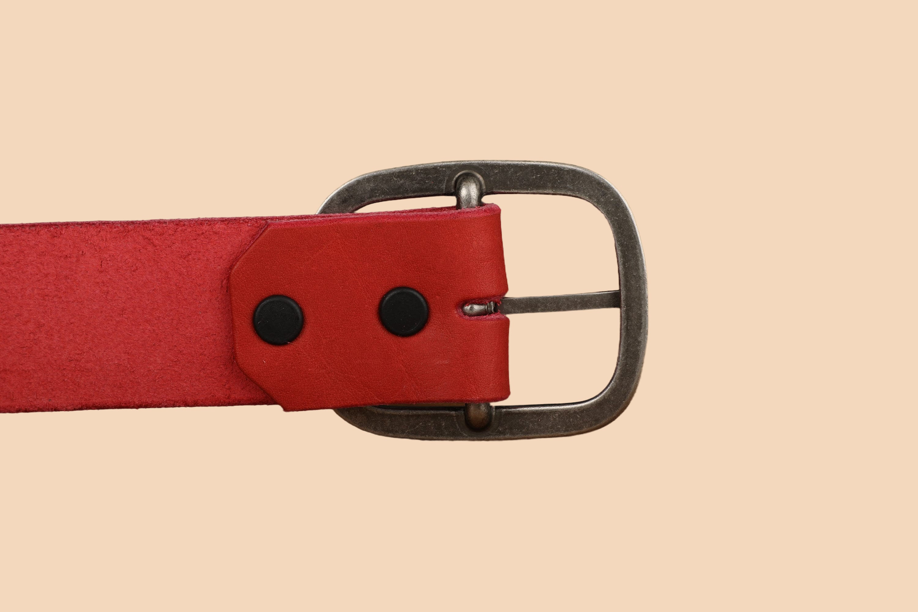 Red Leather Belt - Snap Closure - Handmade in USA - Wide  display picture 3