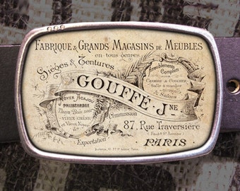 French Advertisment Belt Buckle 736 Y2K