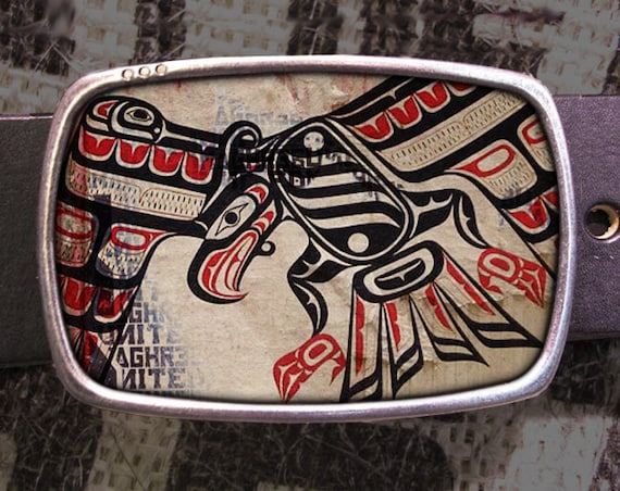 Haida Bird Belt Buckle - Native Art Gift for Snap Belt
