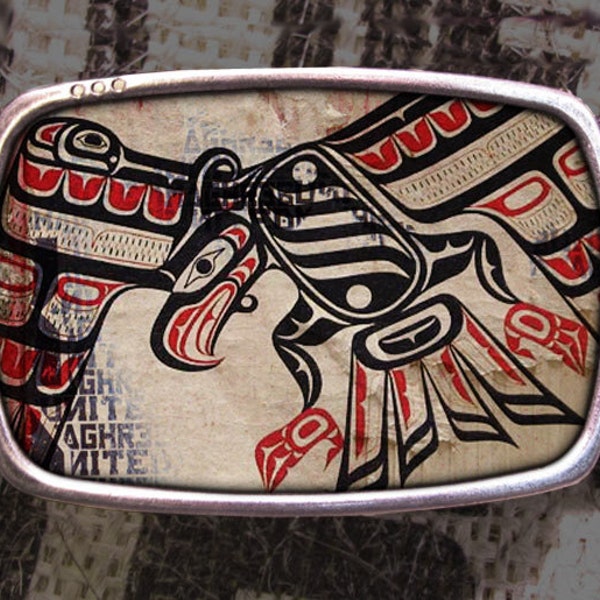 Haida Bird Belt Buckle 717, Cadeau voor hem, Cadeau voor haar, Echtgenoot Cadeau, Vrouw Cadeau Bruidsjonkers Bruiloft Y2K