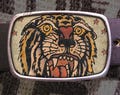 Vintage-Style Inspired Tiger Tattoo Belt Buckle