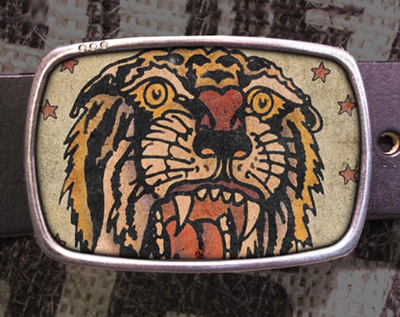 Vintage Tiger Belt Buckle Vintage Christopher Ross Tiger Belt Buckle 24K Gold Finish  main image 4