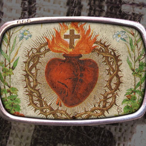 Sacred Heart Belt Buckle, Religious Buckle 549, Gift for Him, Gift for Her, Husband  Gift, Wife  Gift Groomsmen Wedding Y2K