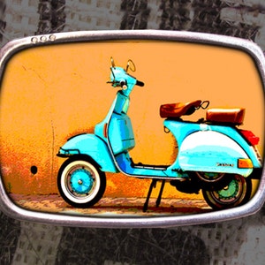 Scooter Belt Buckle, Vintage Inspired, Pop Art 526 Gift for Him or Her Husband Wife  Gift Groomsmen Wedding Y2K