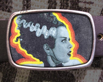 Bride of Frankenstein Belt Buckle 715, Gift for Him, Gift for Her, Husband  Gift, Wife  Gift Groomsmen Wedding Y2K