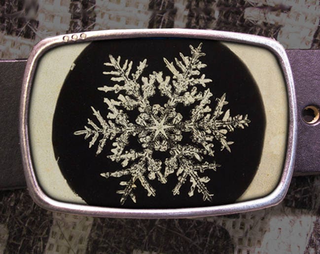 Snowflake Belt Buckle Christmas Winter Snow Vintage Microscope