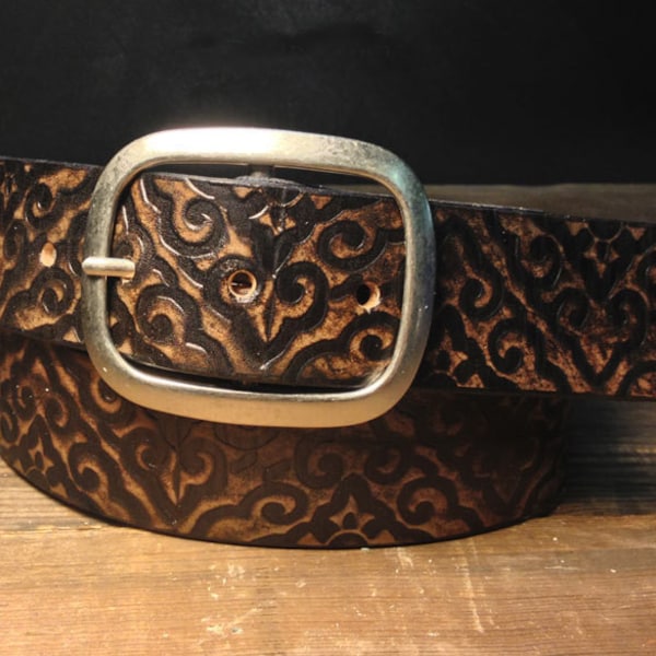 Stamped Leather Belt Etsy
