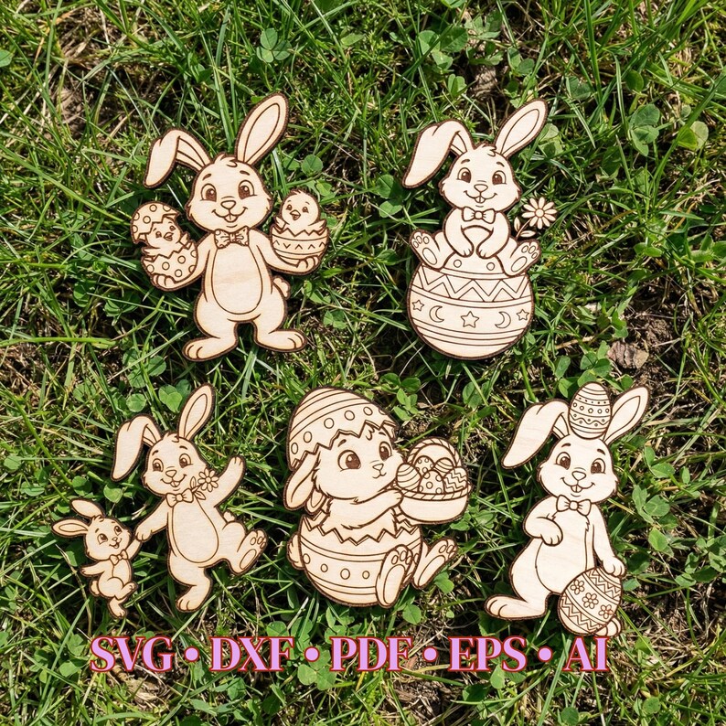 Easter Bunny Bundle SVG Laser Art Rabbit Engraving DXF Glowforge Pack ...