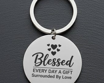 Custom Engraved Stainless Steel Keychain - Personalized Gift for Him/Her, Inspirational Quote, Anniversary, Birthday