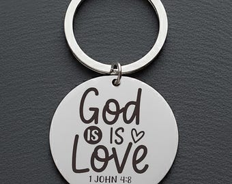 Custom 'God is love' Bible Verse Keychain - Inspirational Stainless Steel Gift