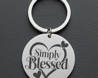 Custom 'Simply Blessed' Bible Verse Keychain - Inspirational Stainless Steel Gift