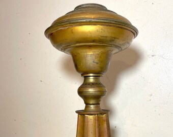 rare antique 1800 gilded brass marble electrified American astral table oil lamp