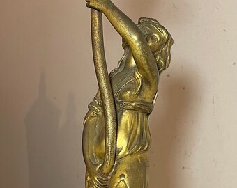 antique 19th century dore bronze marble figural lady candle holder candelabra