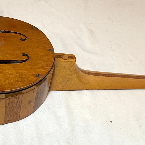 antique 19th century handmade wood marquetry banjo ukulele instrument 4 string