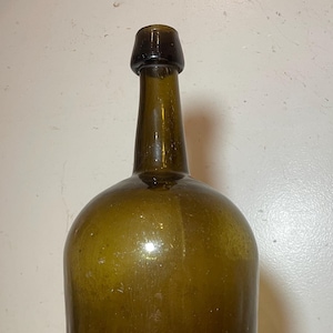 LARGE rare antique 1800's hand blown green glass demijohn carboy wine bottle jar