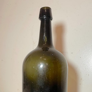 LARGE rare antique 1800's hand blown green glass demijohn carboy wine bottle jar