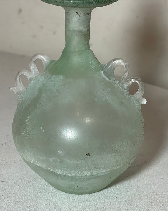 antique hand blown Italian lidded frosted glass p… - image 5