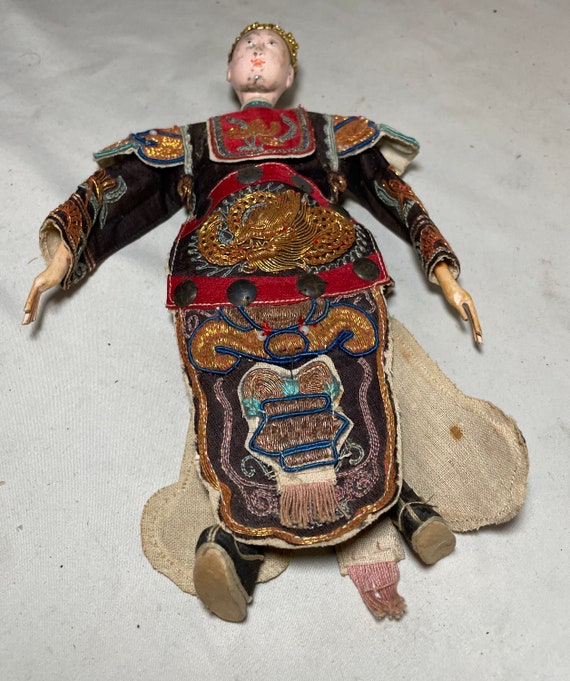 Antique Chinese Handmade Peking Opera Theatre Puppet Chaozhou Doll