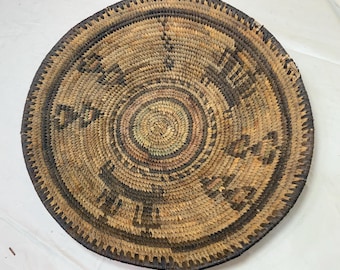 Antique hand woven wicker figural African Coiled Basket Hausa Nigeria Culture