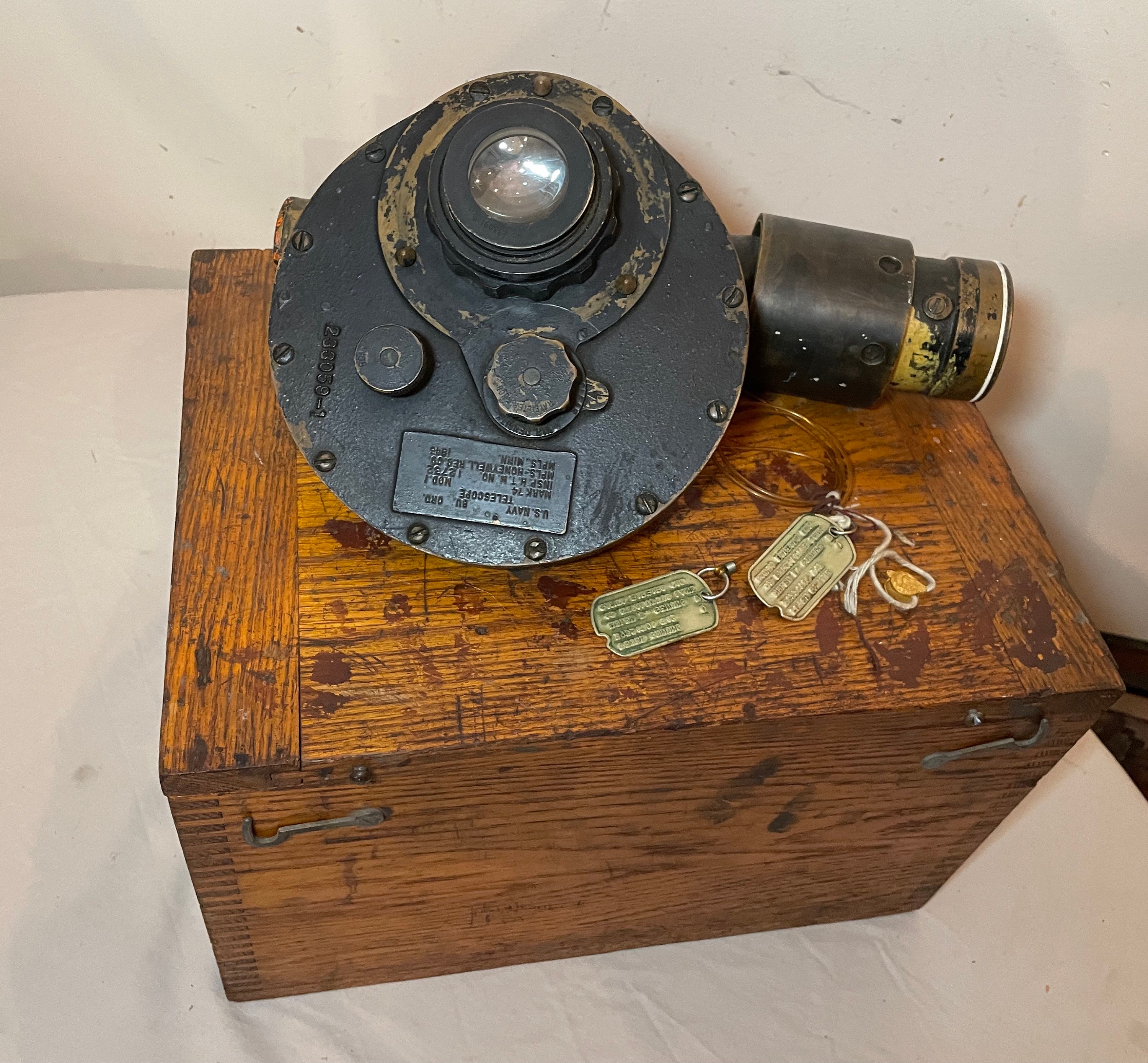 Vintage 1943 WWII US Navy Brass Telescope Mark 74 Model 1