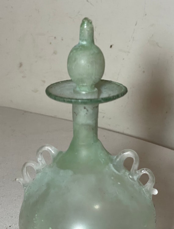 antique hand blown Italian lidded frosted glass p… - image 7
